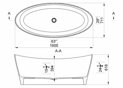 CADA POROS 1600X711X618 FARA PREPLIN, CU VENTIL CLICK-CLACK INCLUS